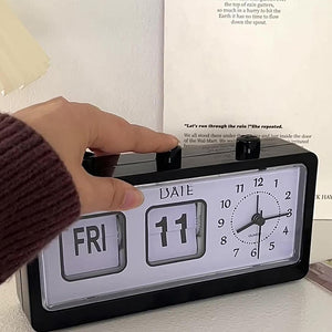Desktop Vintage Flip Clock Mechanical Alarm Clock with Calendar_17