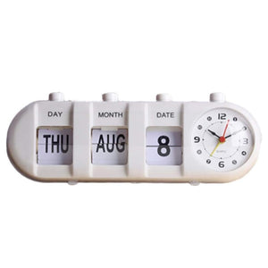 Desktop Vintage Flip Clock Mechanical Alarm Clock with Calendar_0