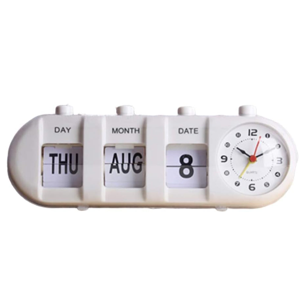 Desktop Vintage Flip Clock Mechanical Alarm Clock with Calendar_0