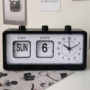 Desktop Vintage Flip Clock Mechanical Alarm Clock with Calendar_5