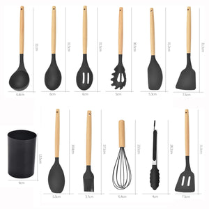 12Pcs Wooden Handles Silicone Cooking Kitchen Utensils Set_17