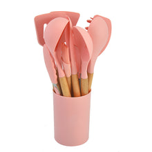 12Pcs Wooden Handles Silicone Cooking Kitchen Utensils Set_22