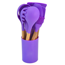 12Pcs Wooden Handles Silicone Cooking Kitchen Utensils Set_23