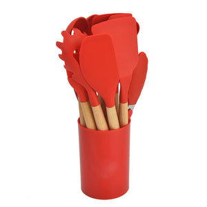 12Pcs Wooden Handles Silicone Cooking Kitchen Utensils Set_24