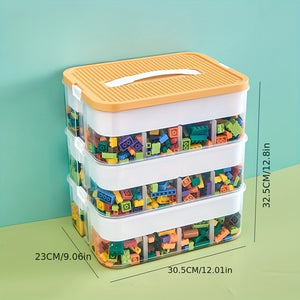 1/2/3 Layer Toy Storage Box With Lid & Grids_17