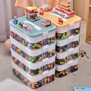 1/2/3 Layer Toy Storage Box With Lid & Grids_7