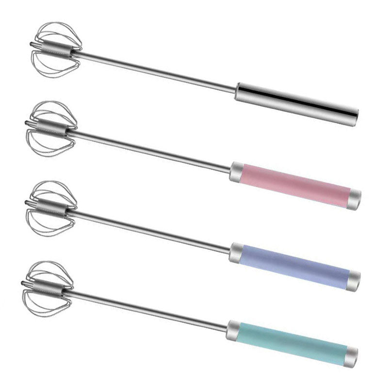 1pcs Portable Stainless Steel Semi-Automatic Rotary Whisk for Home Baking_0
