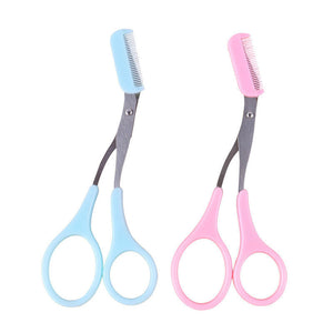 Stainless Steel Eyebrow Trimmer Scissors with Comb Makeup Tool_12