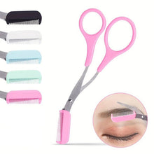 Stainless Steel Eyebrow Trimmer Scissors with Comb Makeup Tool_0