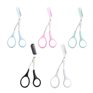 Stainless Steel Eyebrow Trimmer Scissors with Comb Makeup Tool_1