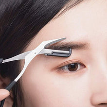 Stainless Steel Eyebrow Trimmer Scissors with Comb Makeup Tool_2