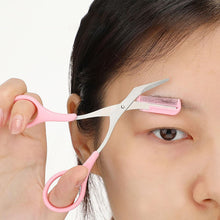 Stainless Steel Eyebrow Trimmer Scissors with Comb Makeup Tool_3