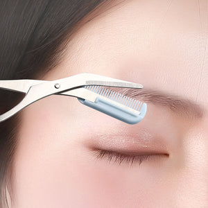 Stainless Steel Eyebrow Trimmer Scissors with Comb Makeup Tool_8