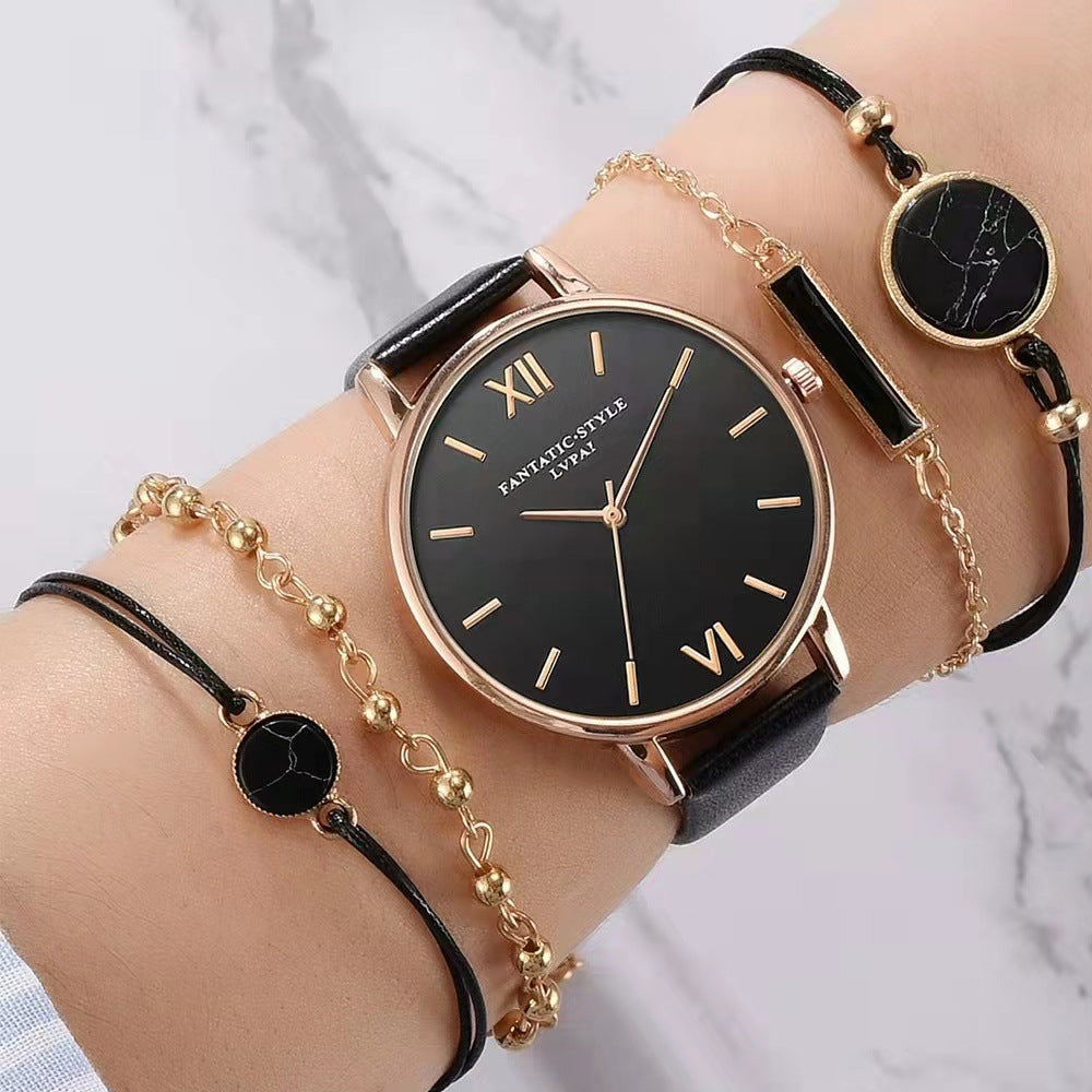5pcs Woman Quartz Wristwatch Set