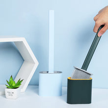 Silicone Flat Head Flexible Soft Toilet Brush with Base