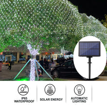 Solar Powered LED Net Mesh Fairy String Light Garland Window Curtain