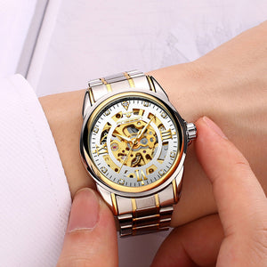 Stainless Steel Skeleton Luxury Mechanical Wrist Watch