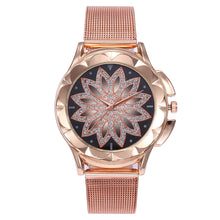 Rose Gold Flower Rhinestone Watch