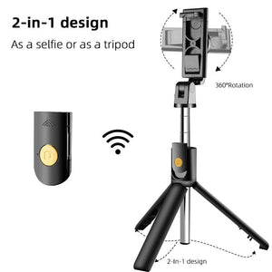 3 in1 Foldable Wireless Bluetooth Mini Tripod Selfie Stick with Remote Control
