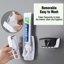 Wall Mount Automatic Toothpaste Dispenser and Toothbrush Holder Set
