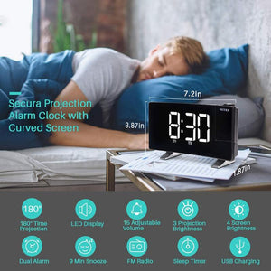 Projector FM Radio LED Display Alarm Clock