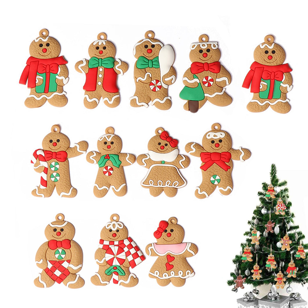 12 Pack Gingerbread Man Ornaments for Christmas Tree Decorations