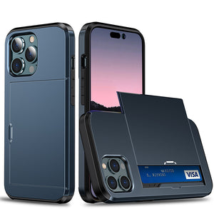 Slide Flip Phone Protective Case with  Credit Card Holders