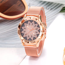 Rose Gold Flower Rhinestone Watch