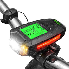 USB Rechargeable Bicycle Headlight with Speedometer Calorie Counter