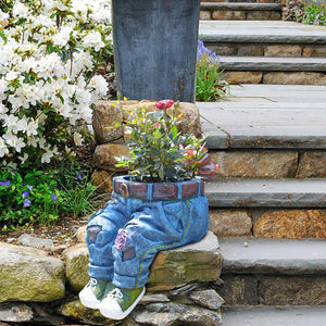 Denim Jeans Resin Flower Pot