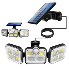 Solar Powered Three Head Motion Sensor Outdoor Solar Light 270 ° Wide Angle Wall Remote Lamp