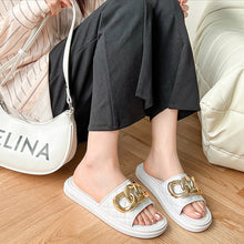 Women's Metallic Link Chains Flat Slippers