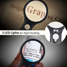 Dual Glasses Handheld Magnifying Glass with Light