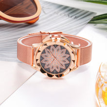 Rose Gold Flower Rhinestone Watch