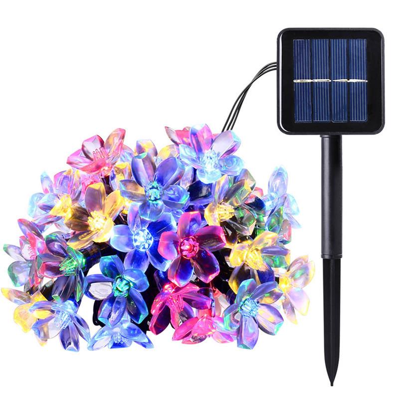 7M 50 LEDS Peach Blossom Flower Solar String Lights