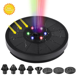 Solar Fountain with Colorful Lighting