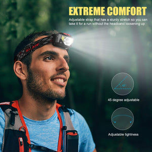 Outdoor Rechargeable Head lamp Flashlight with Red Light
