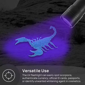 UV Blacklight Flashlights, 12 LEDs 395nm, 3 Free AAA Batteries, Detector for Dry Pets Urine & Stains & Bed Bug