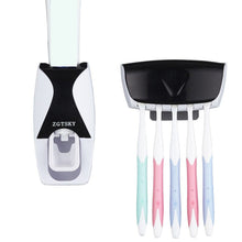 Wall Mount Automatic Toothpaste Dispenser and Toothbrush Holder Set