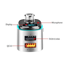 QC3.0 Car Bluetooth MP3 and FM Transmitter Hands-free Voltage Detection with Digital Display