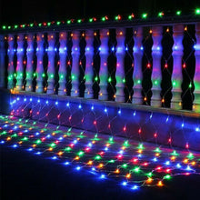 Solar Powered LED Net Mesh Fairy String Light Garland Window Curtain