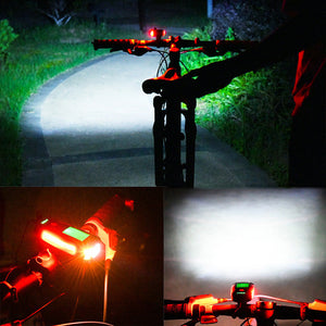 USB Rechargeable Bicycle Headlight with Speedometer Calorie Counter