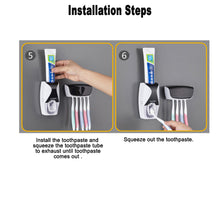Wall Mount Automatic Toothpaste Dispenser and Toothbrush Holder Set