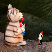Mischievous Cat Garden Gnome Statue Figurine