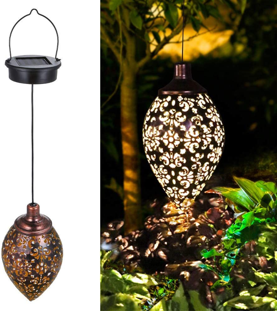 Hanging Solar Lantern Garden Metal Lamp
