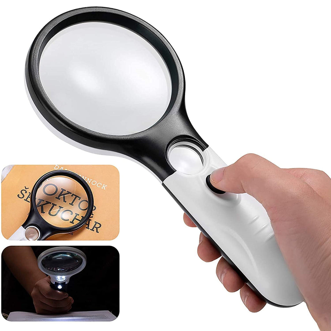Dual Glasses Handheld Magnifying Glass with Light