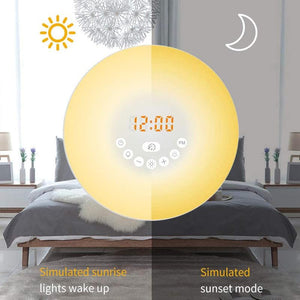 Touch Sensing Digital Alarm Clock Sunrise Sunset LED Wake Up Lighting