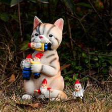 Mischievous Cat Garden Gnome Statue Figurine