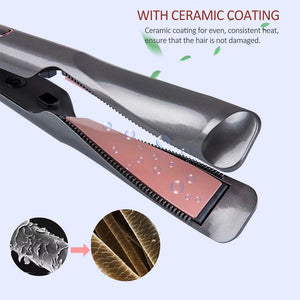 2-In-1 Curling And Straightening Twisted Spiral Hair Iron With LCD Display