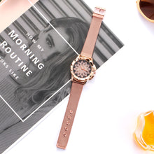 Rose Gold Flower Rhinestone Watch